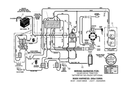 Electrical System Diagram and Parts List for 405607X78A 2006 Briggs and Stratton Lawn Tractor